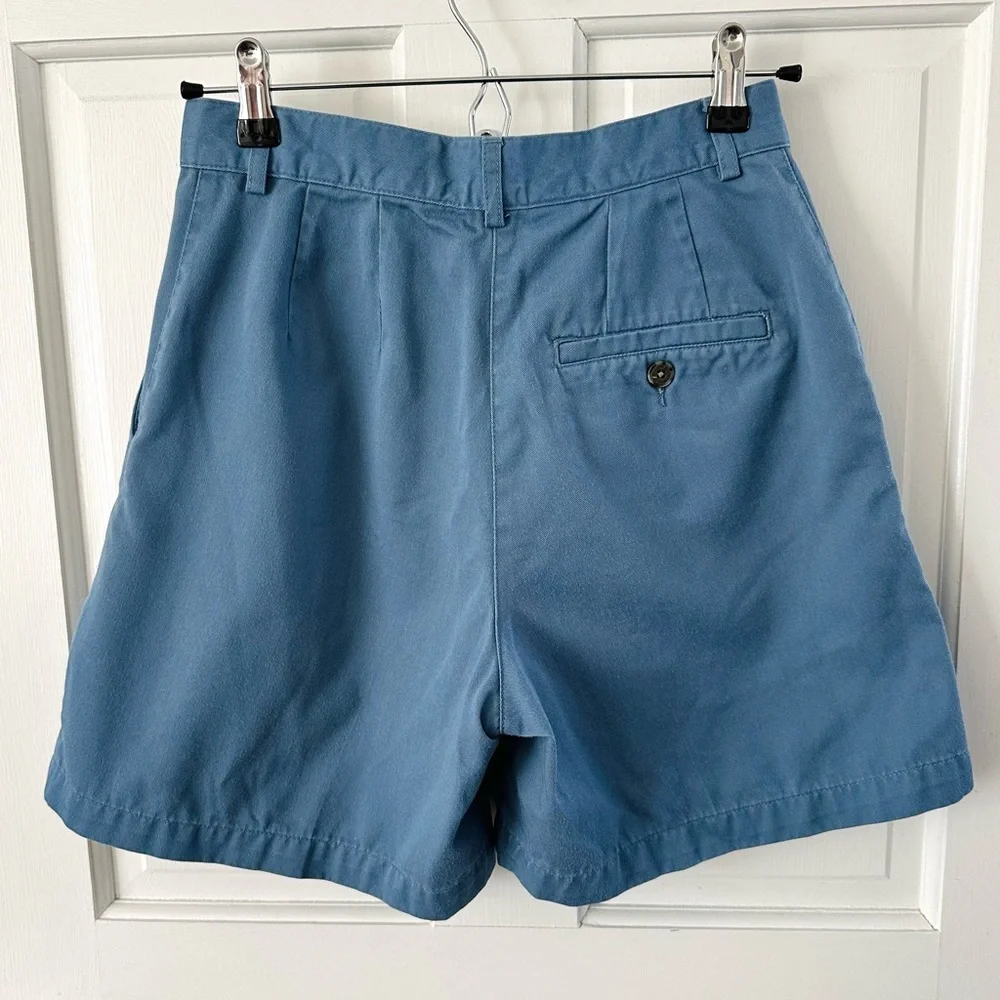 L.L. Bean Vintage Women's Chino Shorts Blue A-line High Waist Size 4 - Picture 2 of 10